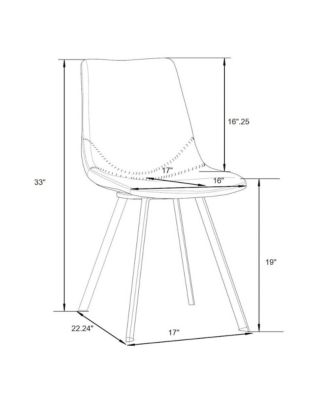 Markley Modern Leather Dining Chair With Metal Legs Set of 2