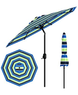 Durable 9Feet Outdoor Patio Umbrella with 8 Sturdy Ribs, Crank Lift and Push Button Tilt, Waterproof Market Parasol for Garden, Yard