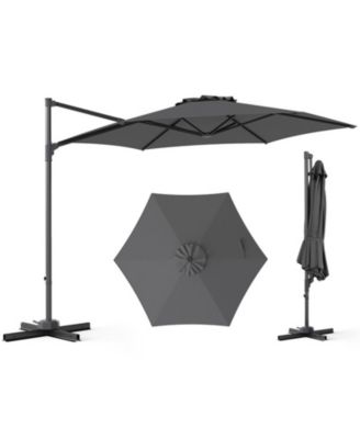 10 Feet Patio Cantilever Umbrella with Foot Pedal and Air Vent