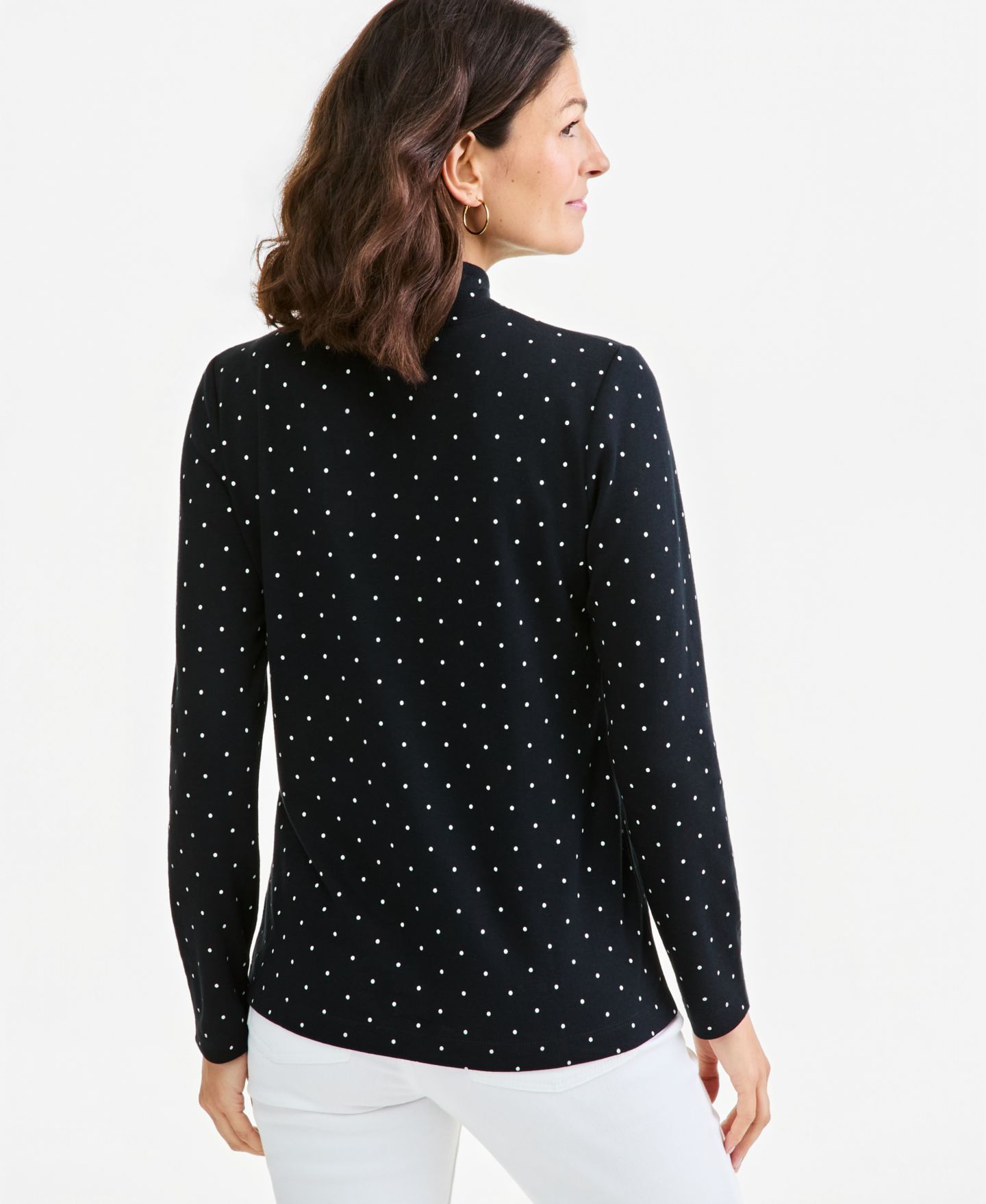 Женская футболка Style & Co Printed Mock-Neck Long-Sleeve Tee, цвет: Глубокий чёрный — фото 3