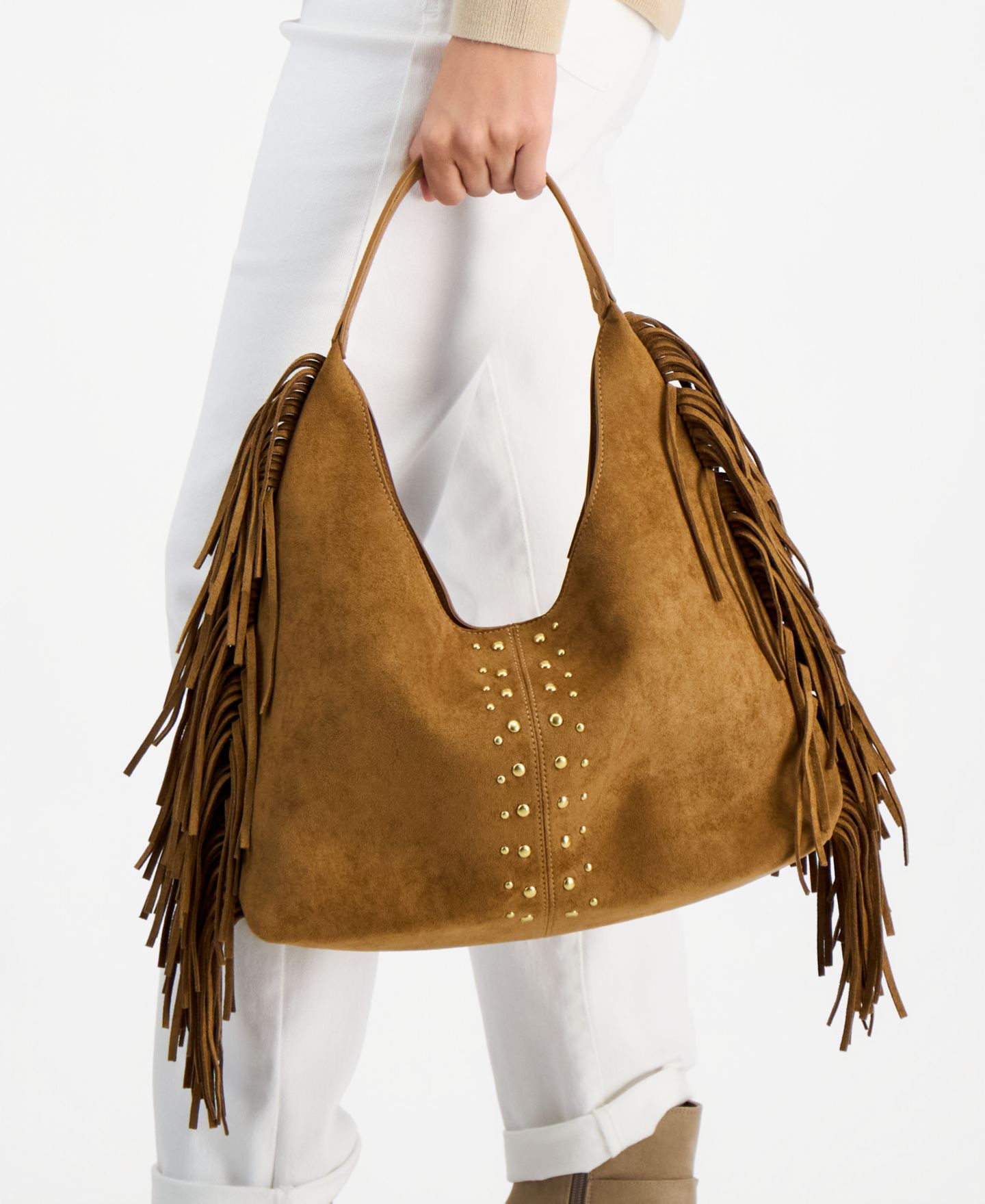 Женская сумка Style & Co Fringed Faux-Suede Hobo, цвет: Коричневый — фото 2