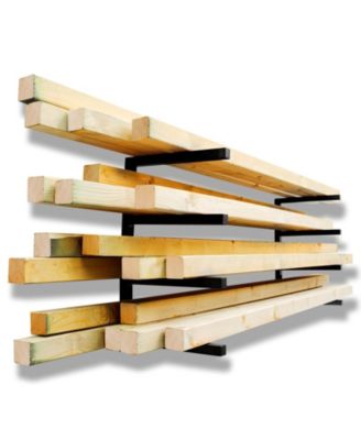 Wall Mount Wood Organizer Metal Storage Rack 4-Level Heavy Duty