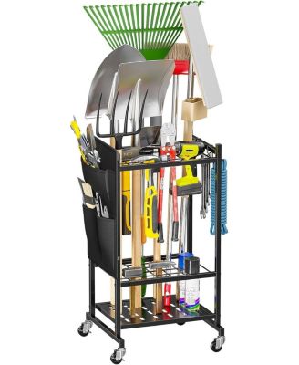 Garden Tool Organizer Rolling Cart Tower Rack