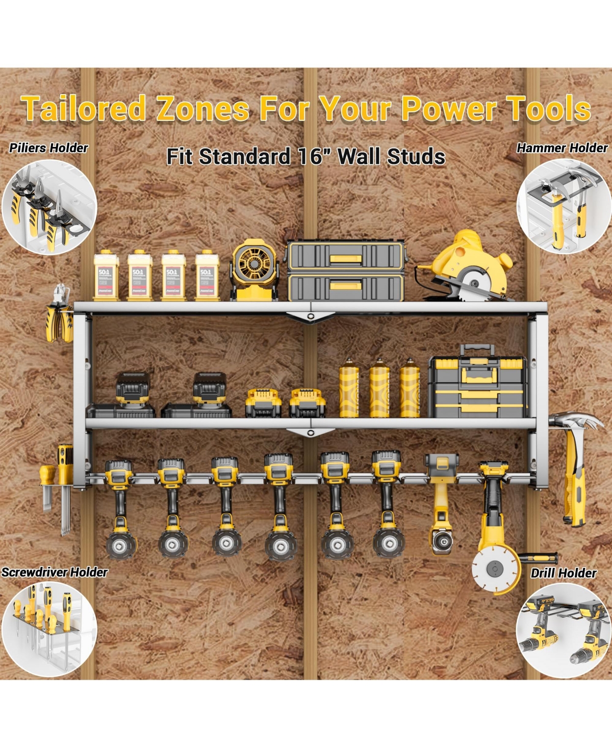 Xdovet Power Tool Organizer Wall Mount Metal Drill Holder Rack