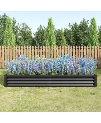 2Piece 8x4x1ft Metal Raised Rectangle Garden Planter Beds