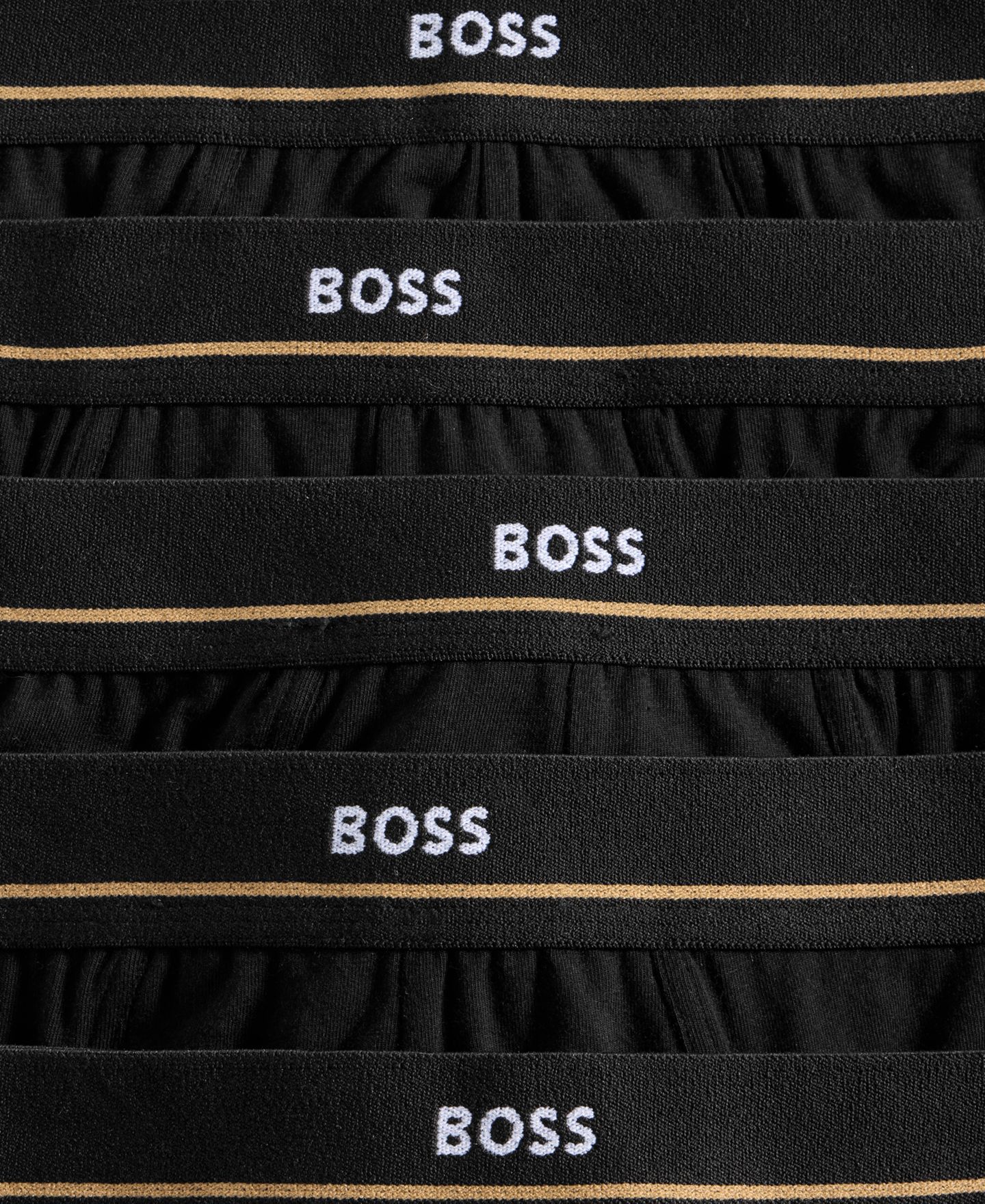 Мужские трусы-брифы Boss by Hugo Boss из хлопковой смеси с открытым поясом, набор из 5 шт, цвет: Чёрный — фото 2