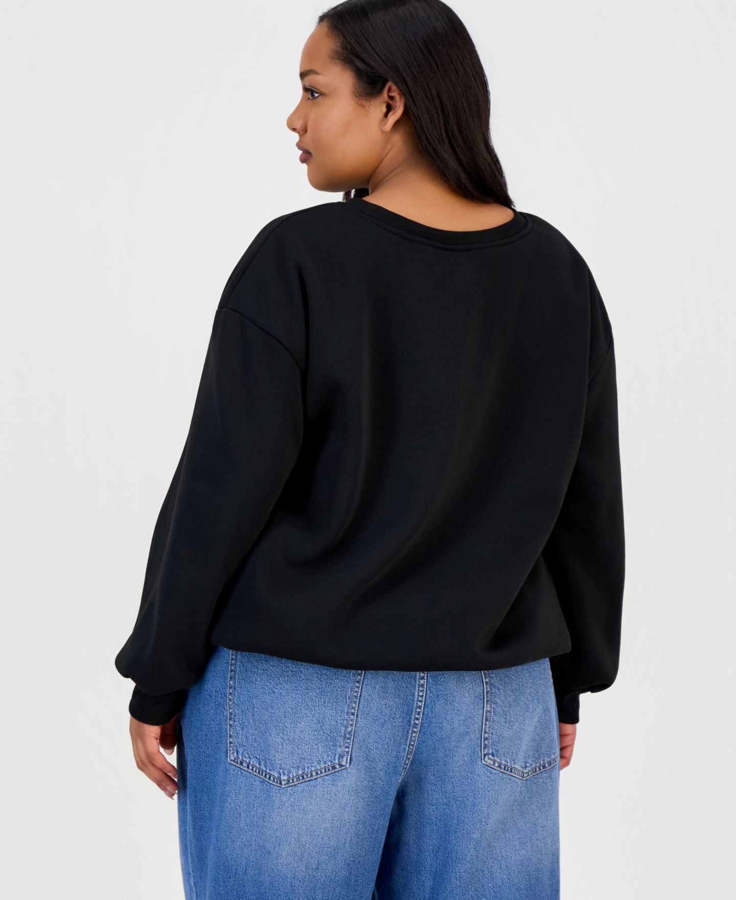 Женские толстовки FULL CIRCLE TRENDS Trendy Plus Size Bubble-Hem, цвет: Чёрный — фото 4