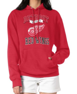 Women's Red Detroit Red Wings Team Logo Tri-Blend Fleece Pullover Hoodie