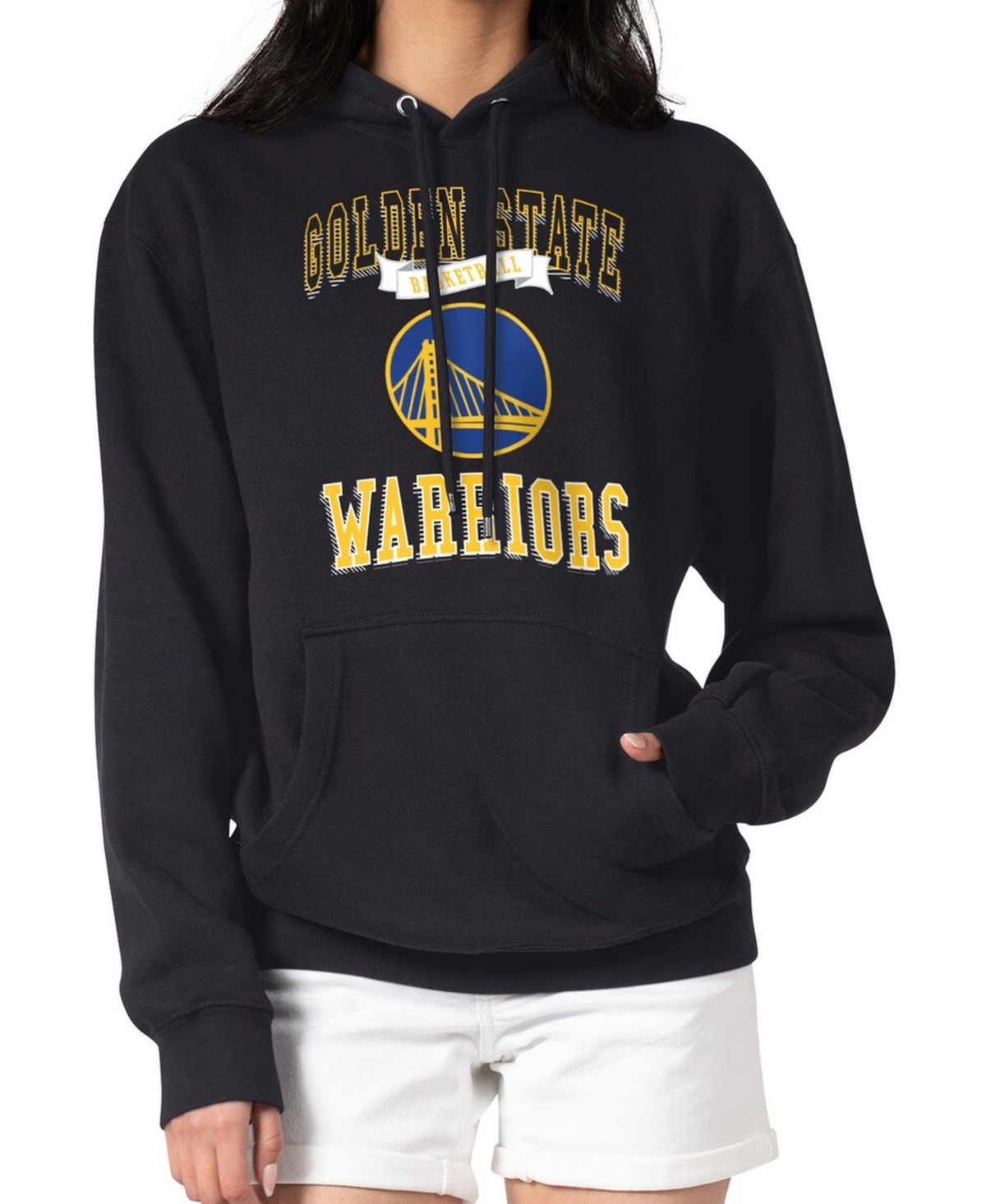 G-iii 4Her by Carl Banks Women's Black Golden State Warriors Graphic Fleece Pullover Hoodie