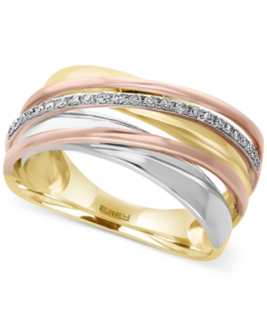 image of Effy Diamond Tri-Tone Ring (1/10 ct. t.w.) in 14k Yellow, White and Rose Gold