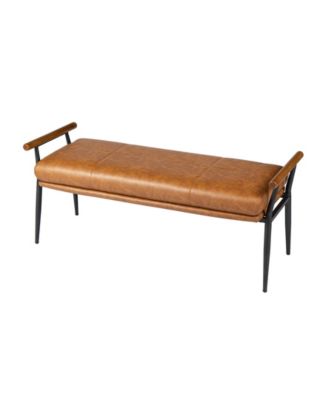 Modern 20.5" Metal Upholstered Bench