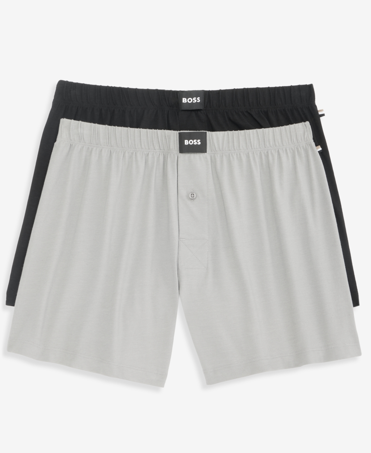 Boss by Hugo Boss Men's Stretch Cotton-Blend Boxers, 2-Pack - BLACK/GREY