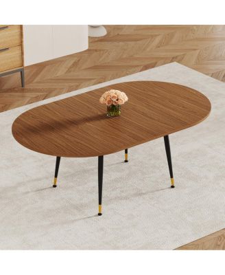 Oval Extendable Dining Table with Metal Legs Seats 6-10