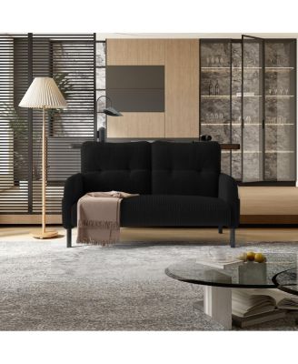   Comfortable Monochrome Corduroy Double Sofa for Living Room and Bedroom