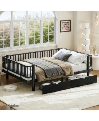  Queen Size Metal Platform Bed with Storage Drawers