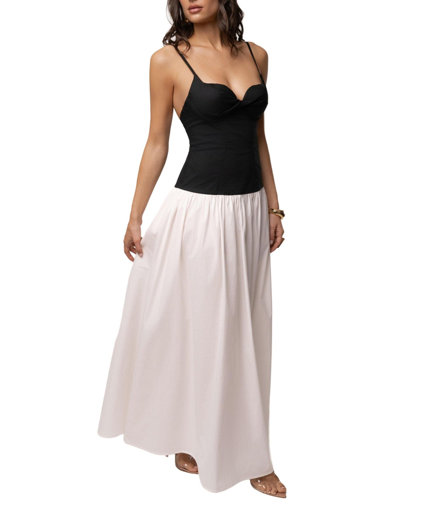 Женское платье JLUXLABEL Forever Flare Maxi, цвет: Чёрный / Белый — фото 10