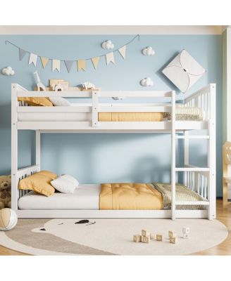  Twin Over Twin Bunk Bed with Ladder