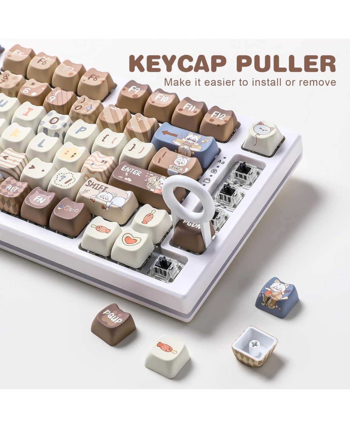 Lamicall Cute Cat Mao Profile Dye-Sub Pbt Full Keycaps Set