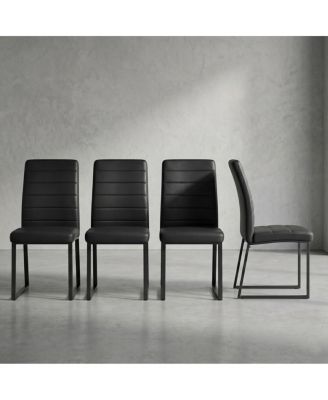 4-Pack Premium PU Office/Dining Chairs with Sturdy Iron Legs