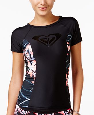 roxy blowing rash colorblocked minds guard sleeve short
