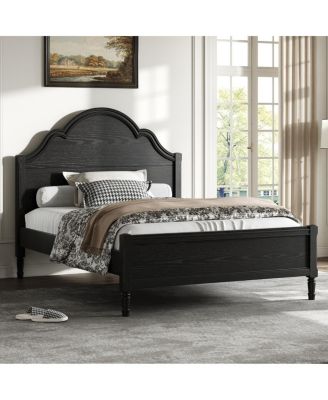  Full Size Wood Platform Bed with Headboard and Footboard