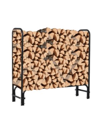 4 Feet Firewood Rack, Steel Log Holder for Outdoor Storage, Patio, Fireplace and Backyard