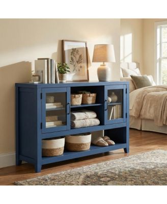53" Kitchen Sideboard Buffet Cabinet with Glass Doors, Coffee Bar Table, Storage for Living Room and Dining Room