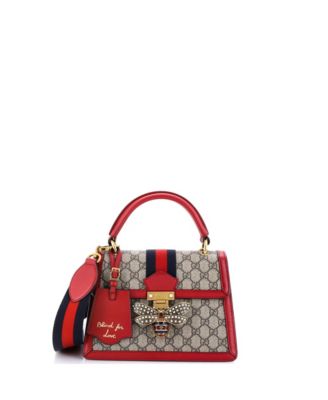 Small Queen Margaret Top Handle Bag GG Coated Canvas with Leather