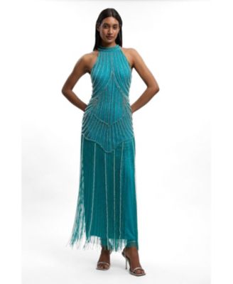Women's Crystal Fringe Maxi Dress