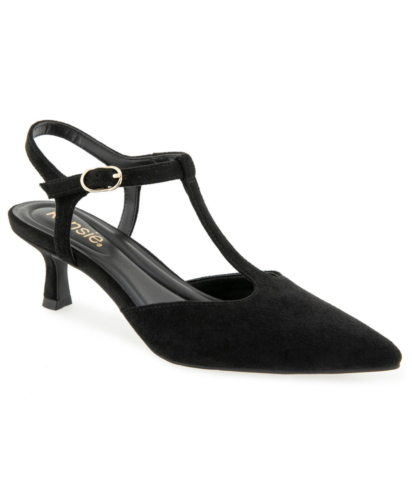 Женские туфли Kensie Odessa Kitten Heel T-Strap Pump, цвет: Чёрный — фото 1