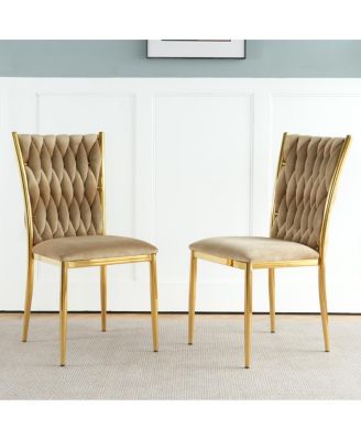 Modern Velvet Dining Chairs with Gold Legs (Set of 2