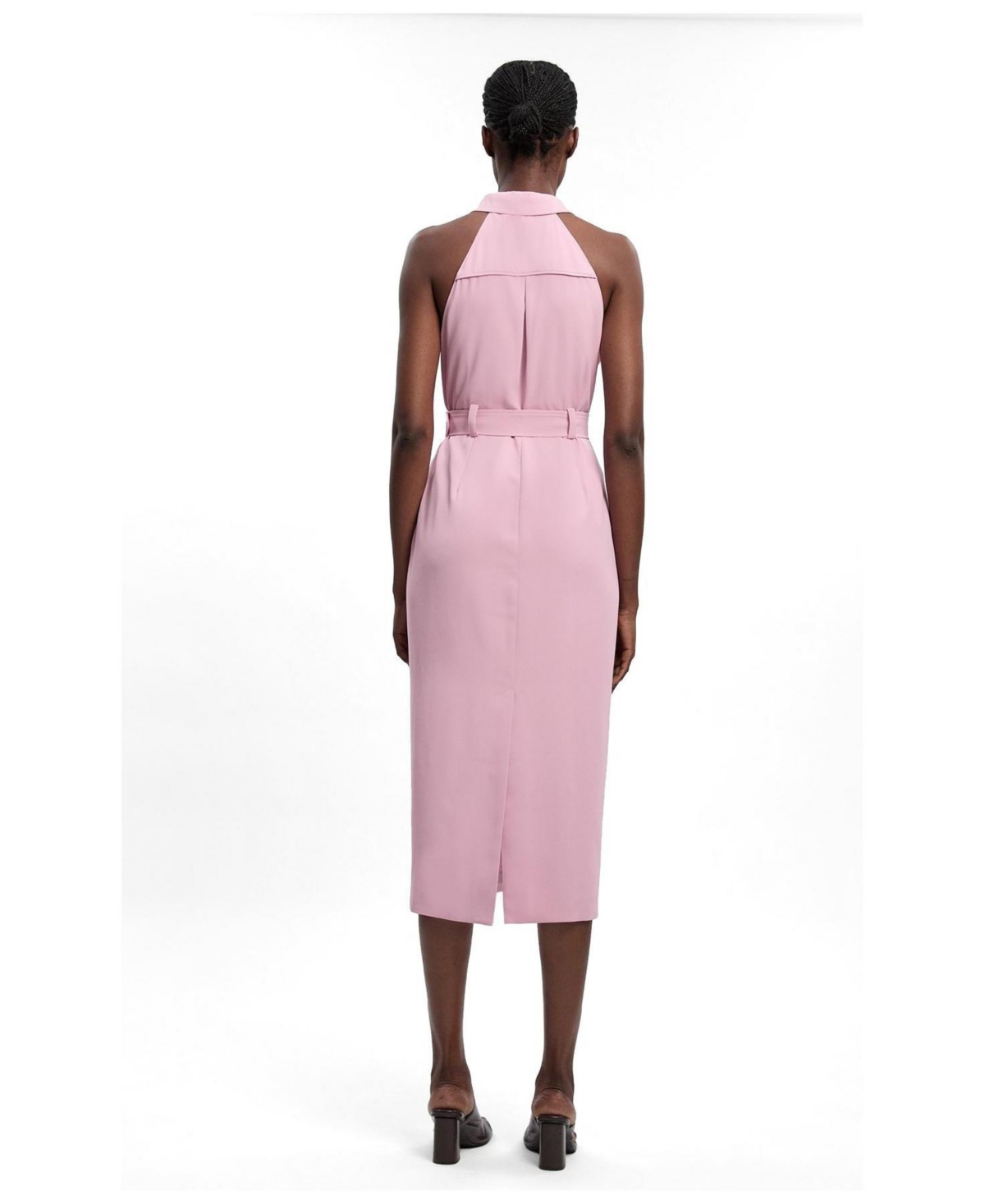 Karen Millen Women's Collard Halter Neck Belted Midi Dress