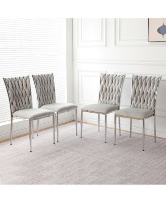 Modern Velvet Dining Chairs with Metal Legs (Set of 4