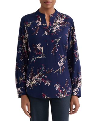 Women's Split V-Neck Printed Popover Top
