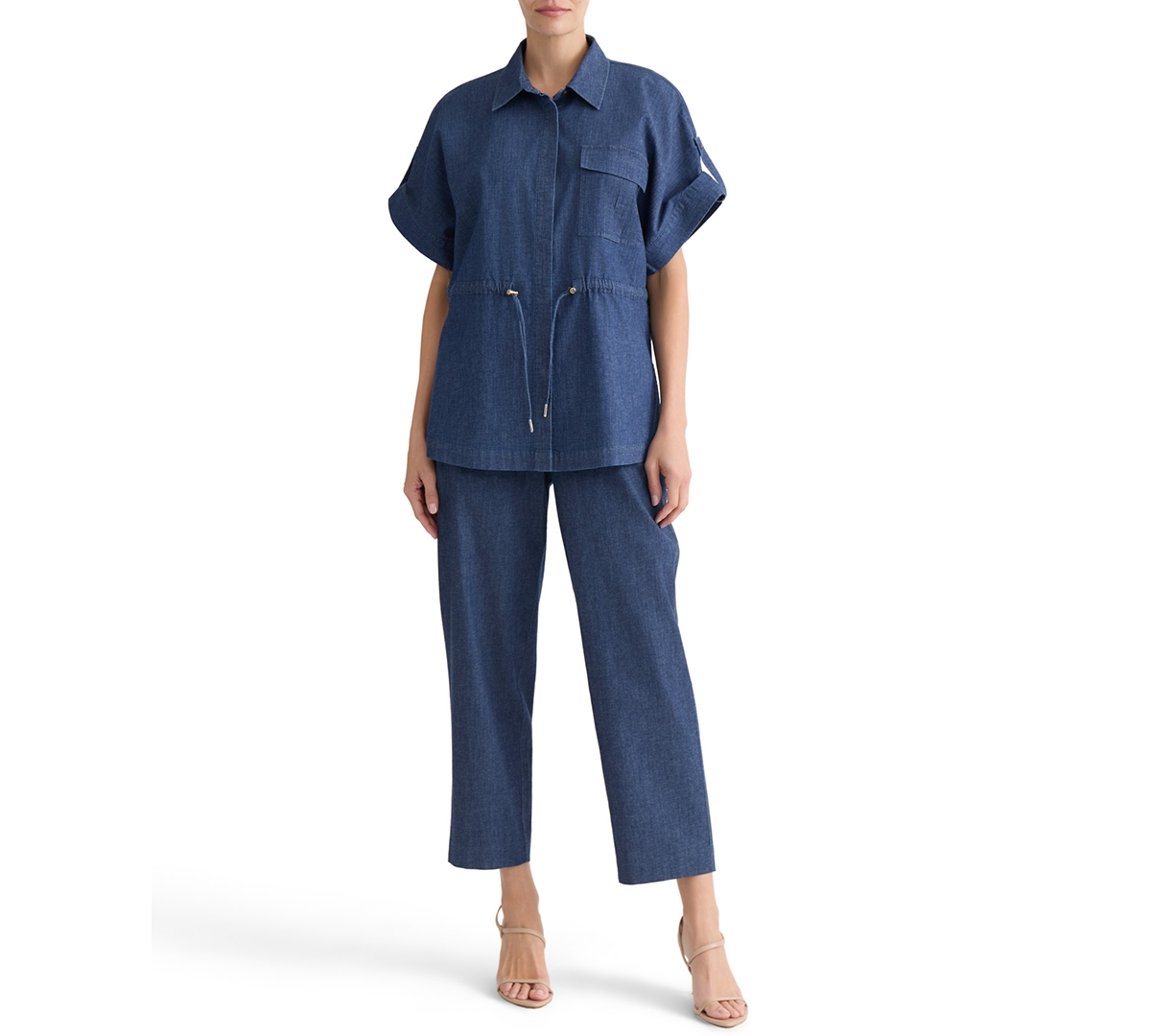 Jones New York Women's Button-Front Cinch Waist Shirt