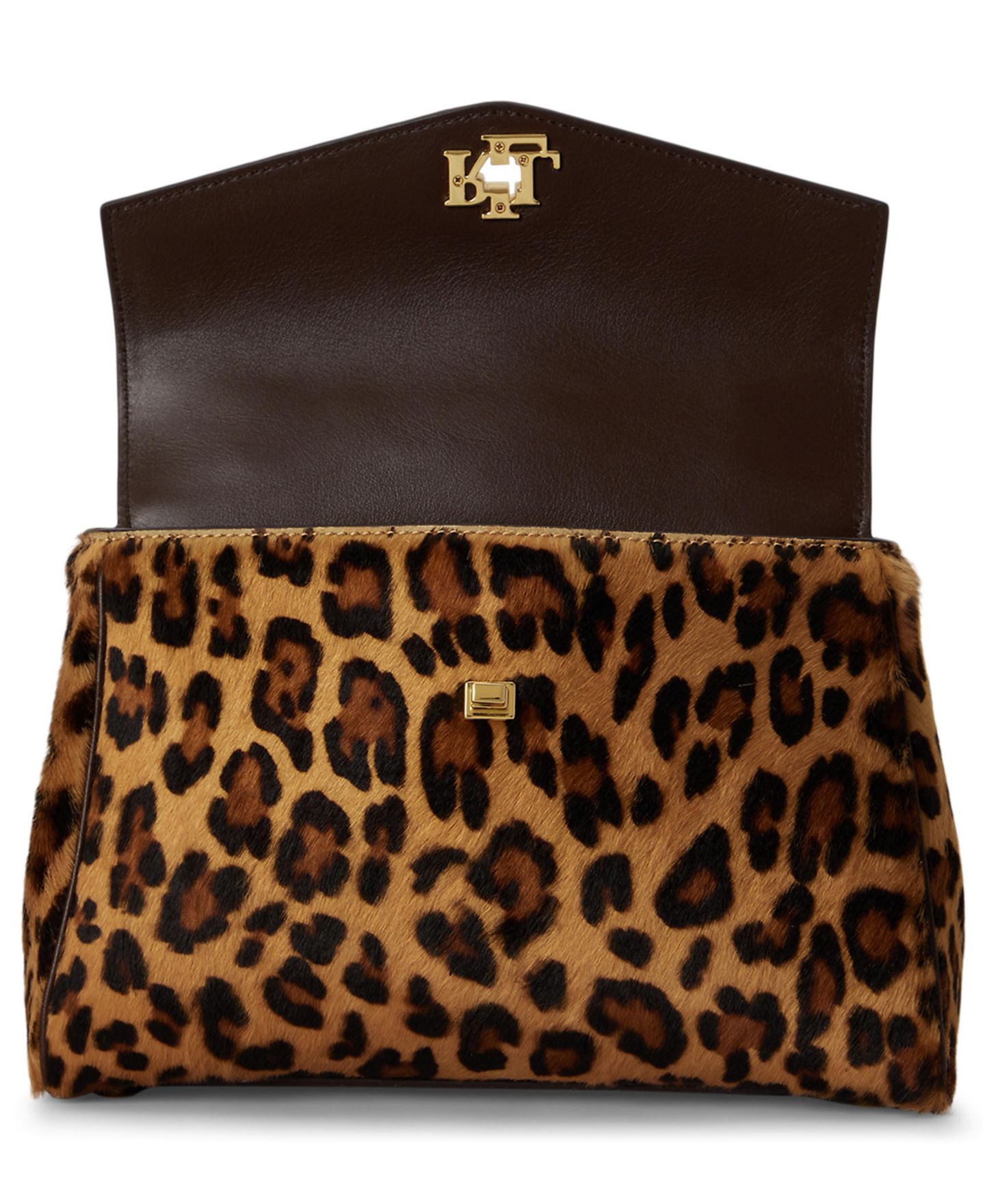Женская сумка Lauren Ralph Lauren Farrah Leopard Print Small Soft Satchel, цвет: Леопардовый / Каштановый коричневый — фото 7