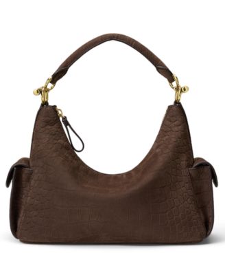Blaike Suede Croc-Embossed Small Shoulder Handbag