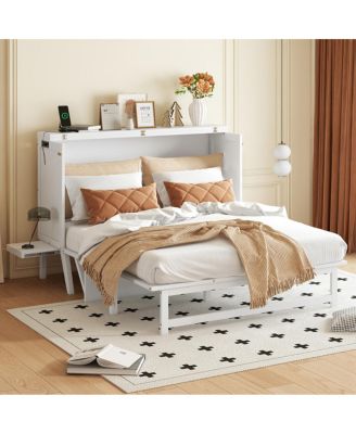 Queen Size Murphy Bed with USB Port and Removable Shelves