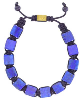 Quiksilver Men's 18k Gold-Plated Steel Lapis Adjustable Bracelet - Gold/Blue