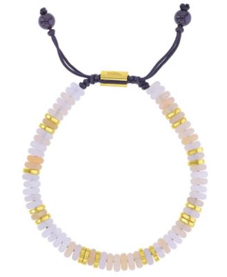 Men's 18k Gold-Plated Steel Yellow Slider and White Onyx Adjustable Bracelet