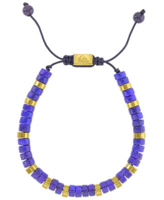 Men's 18k Gold-Plated Steel Onyx Lapis Adjustable Slider Bracelet