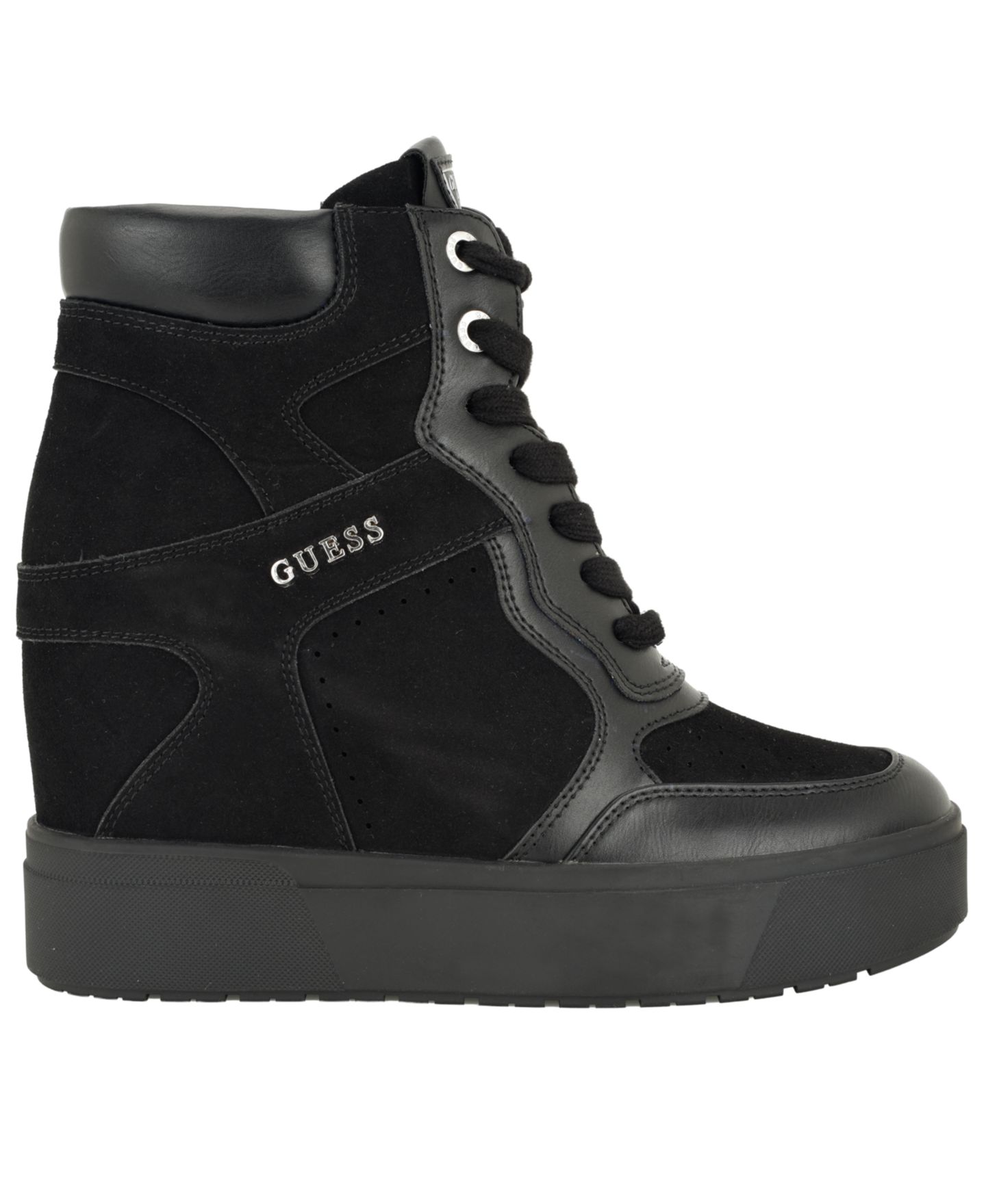 Женские кроссовки GUESS Guilley Lace-Up Wedge Sneaker Bootie, цвет: Чёрный — фото 2
