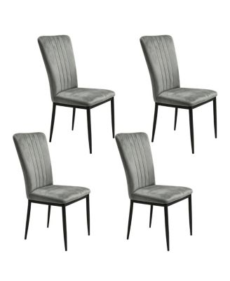 Set of 4 Modern Velvet Dining Chairs with Metal Legs