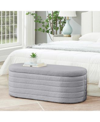   Modern Oval Upholstered Storage Ottoman Bench
