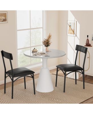 Set of 2 Upholstered - 25.5" Industrial Bar Chairs with Backrest, Padded Kitchen Island Stools