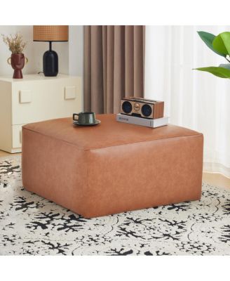   Upholstered Square PU Leather Ottoman