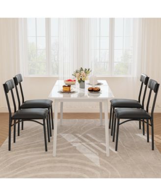 Set of 4 Modern Upholstered Dining Chairs, High Curved Backrest with Padded Seat and Heavy Duty Steel Legs