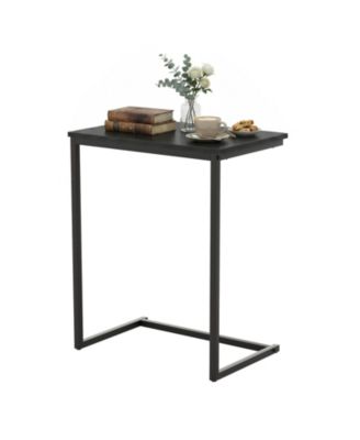 C-shaped End Table Vintage Accent Couch Table w/ Heavy-duty Metal Frame