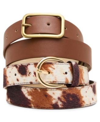 Glossy Rectangular 2-Pack Buckle Belt Set