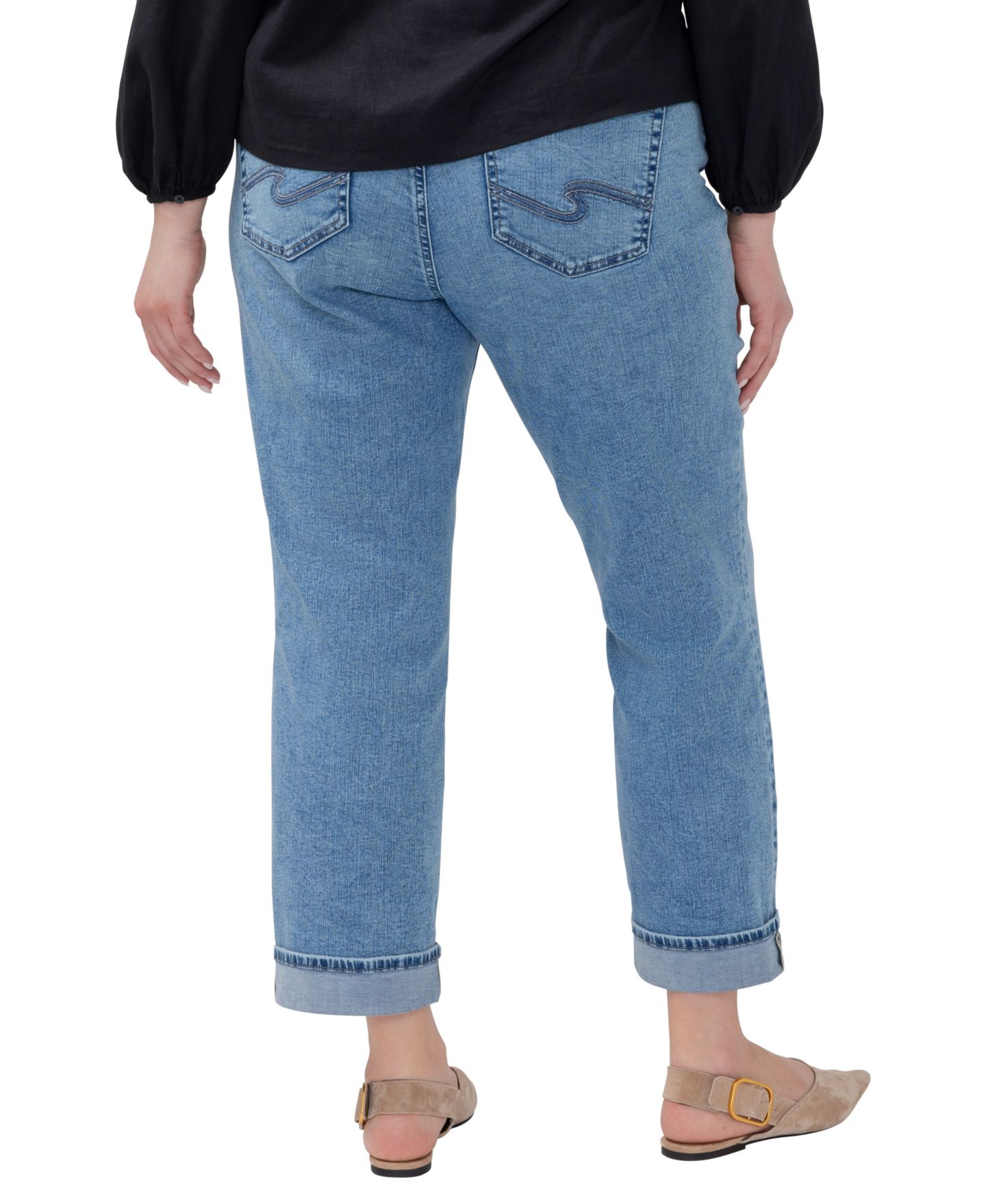 Женские джинсы Silver Jeans Co. Plus Size Avery High-Rise Straight, цвет: Bluebelle — фото 5